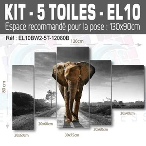 120x80cm- Kit 5 Pinturas Estampado Cuadro Tela Decoración - Elefant - Bild 1 von 5