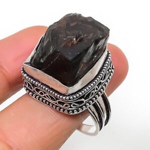 Vintage- Smoky Topaz Rough Gemstone Handmade Gift Jewelry Ring Size 9 b618