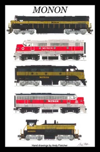 Monon Locomotives 12"x18" matted poster Andy Fletcher signed - Picture 1 of 1