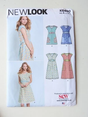 New Look K6460 sewing pattern Dress with contrast options Sz US XS to XL NEW - Image 1 of 2