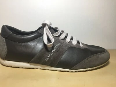 NUEVO Dolce & Gabbana Cuero Gris Gamuza Borde Parte Superior Baja Zapatillas con Cordones 6 EU 7 EE. UU. Foto 1 de 4