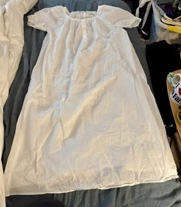 Salter House Organic Cotton Nightgown Dress White One Size Embroidered Perfect - Picture 1 of 8