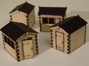 4 x garden sheds 00 gauge scenery detail kit 1:76 scale for model railway - Picture 1 of 6