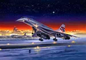 Tarjeta de Navidad Concorde Boeing 747 British Airways avión de pasajeros - Imagen 1 de 1