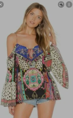 Camilla Franks About a Girl Drop Shoulder Tie Top Size 1 10 Small $4 EXPRESS - Image 1 of 4