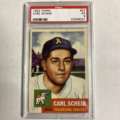 1953 Topps #57 Carl Scheib PSA 5 P2 - Image 1 of 2
