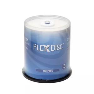 100 PlexDisc 8X 4.7GB DVD-R White Inkjet Hub Printable Disc Cake Box 637-215-BX - Picture 1 of 4