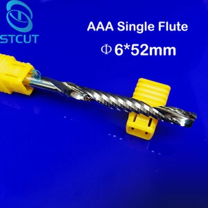 2 pezzi 6 * 52 mm HQ fresa a flauto singolo fresa CNC fresa fresa legno fresa terminale  - Foto 1 di 2