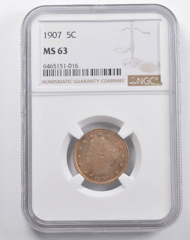 MS63 1907 Liberty V Nickel NGC *5779 Cover