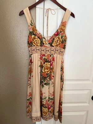Vestido Plenty by Tracy Reese Floral Boho Sin Mangas Cuello en V 100% Seda Talla 2 Foto 1 de 4