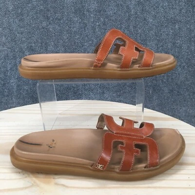 Sandálias Sam Edelman Feminina 9 M Valeri Slides Couro Marrom Casual Biqueira Aberta Rasteira - Imagem 1 de 4
