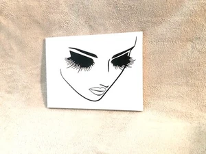 Lady Face Black Silhouette White Canvas Wall Accent For Home/Business Decor - Picture 1 of 4