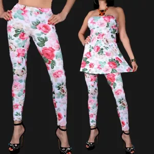 DAMEN LEGGINGS LEGGINS SPITZE JEGGINGS SKINNY 34 36 38 XS S M HOSE SOMMER TUNIKA - Picture 1 of 5