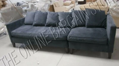 Pottery Barn West Elm Dunham Toss Back Sectional 沙发椅天鹅绒阴影 2 件 — 第 1/2 张图片