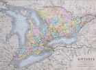 1887 Ancien Carte Ouest Canada Ontario Prince Edward Lanark Gris Essex