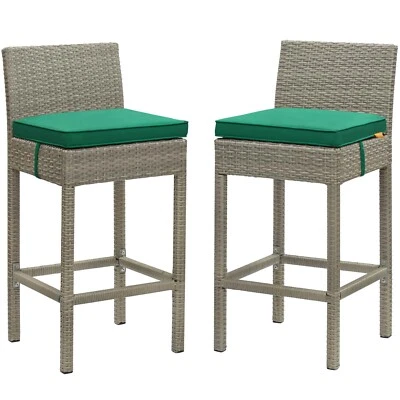 Modway Bar Stool Wicker Rattan Set of 2 - Image 1 of 4