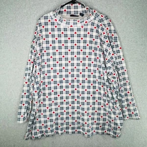 Vintage 90s Willow Bay Plus Heart Checker Board Long Sleeve Shirt White Size 26-28W - Bild 1 von 7