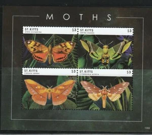 ST KITTS INSECTS BUTTERFLIES STAMPS 2013 MOTHS SS MNH - IB485 - Picture 1 of 1