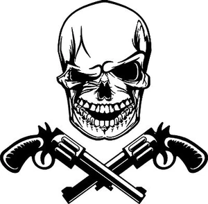 Skull Head Guns Skeleton Car Truck Window Laptop Vinyl Decal Sticker - Picture 1 of 2