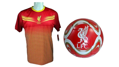 Liverpool F.C. Official Soccer Jersey & Size 5 Ball -32 Large Cover