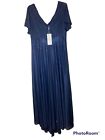 Ever-Pretty Formal Dress Gown 4XL US 16 Midnight Blue Glitter Plunge V-Neck NWT
