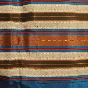 VINTAGE Retro BLUE RED GOLD Shiny POLYESTER BLEND 45 x 2 1/2 yds - Picture 1 of 6