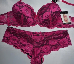 French Affair Floral Push up Bra/Low Rise Boyshort Set - Picture 1 of 3