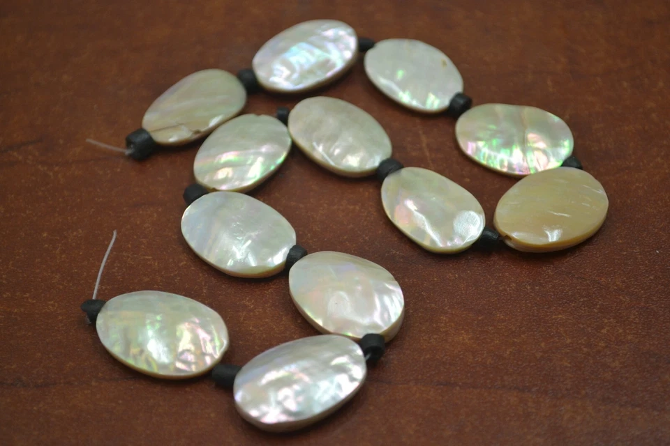 12 PCS SOUTH AFRICA SARMATICUS OVAL BLANK SHELL BEADS CHARMS 7/8" - Image 1 of 1