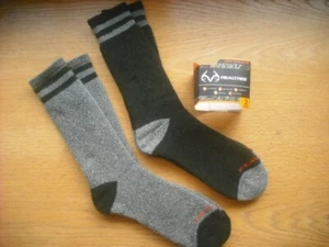 Mens NWT REALTREE Boot Socks 2prs "Extra Warmth" Black Gray SOFT Sz:L-XL(10-13) - Picture 1 of 2
