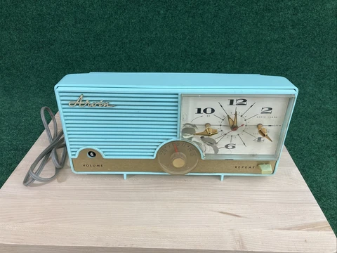 Vintage MCM Arvin #5583 - Turquoise Blue Clock Radio - Works - Read Description Cover