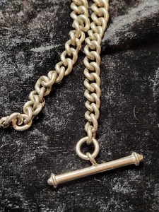 antique silver albert watch chain 40grams Each Link Stamped. With Spare T Bar - Picture 1 of 8