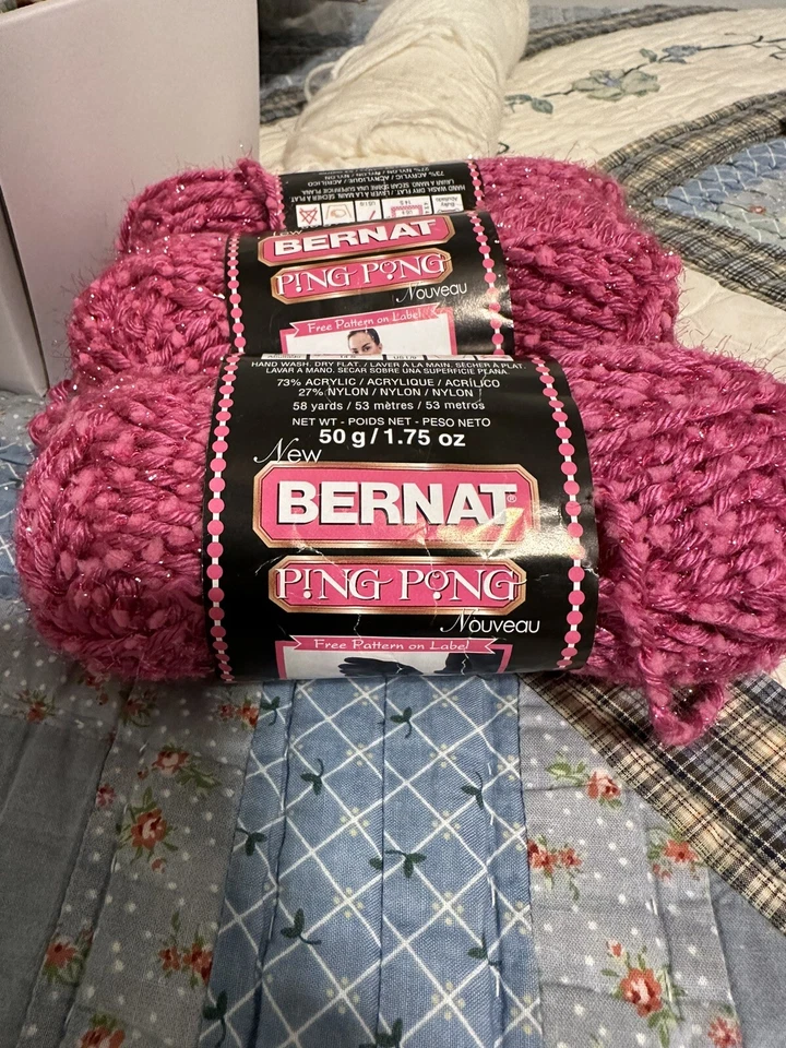 4 Skeins Pink Power #51732 Bernat Ping Pong Yarn