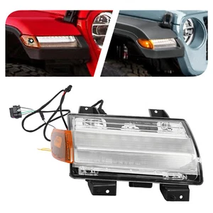 For 2018-2022 Jeep Wrangler JL LED Turn Signal Light w/LED DRL Passenger Side RH - Picture 1 of 16