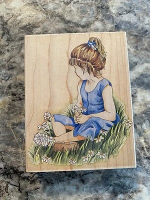 Estampillas de Nancy Cole Happen, Inc. Chica con margaritas #80058 Foto 1 de 4