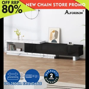 ALFORDSON 190-280cm Extendable Entertainment Unit TV Stand Cabinet Drawer Marble - Picture 1 of 12