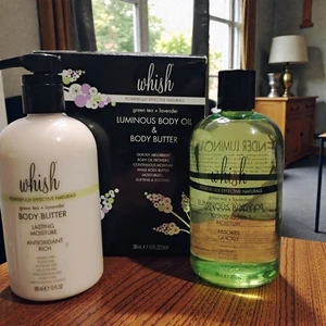 Whish Grüner Tee + Lavendel leuchtendes Körperöl & Körperbutter Set je 13 flüssige Unzen Neu - Bild 1 von 10