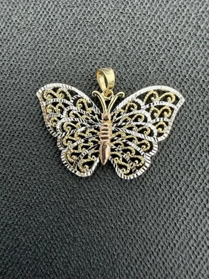 COLGANTE MARIPOSA TRICOLOR ORO 10K Lt 383 Foto 1 de 4