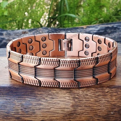 Pulsera magnética de cobre sólido puro para terapia de artritis alivio del dolor hombres mujeres Foto 1 de 4