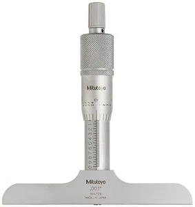 Mitutoyo 128-105 Vernier Depth Gauge, Micrometer Type - Picture 1 of 3