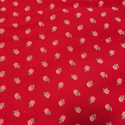 Unbranded Red Corduroy Flower Fabric 61” x 54” - Image 1 of 3
