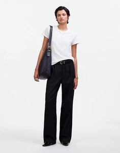 Pantalones rectos holgados Madewell en sarga drapeada talla 6 NS271 - Imagen 1 de 6