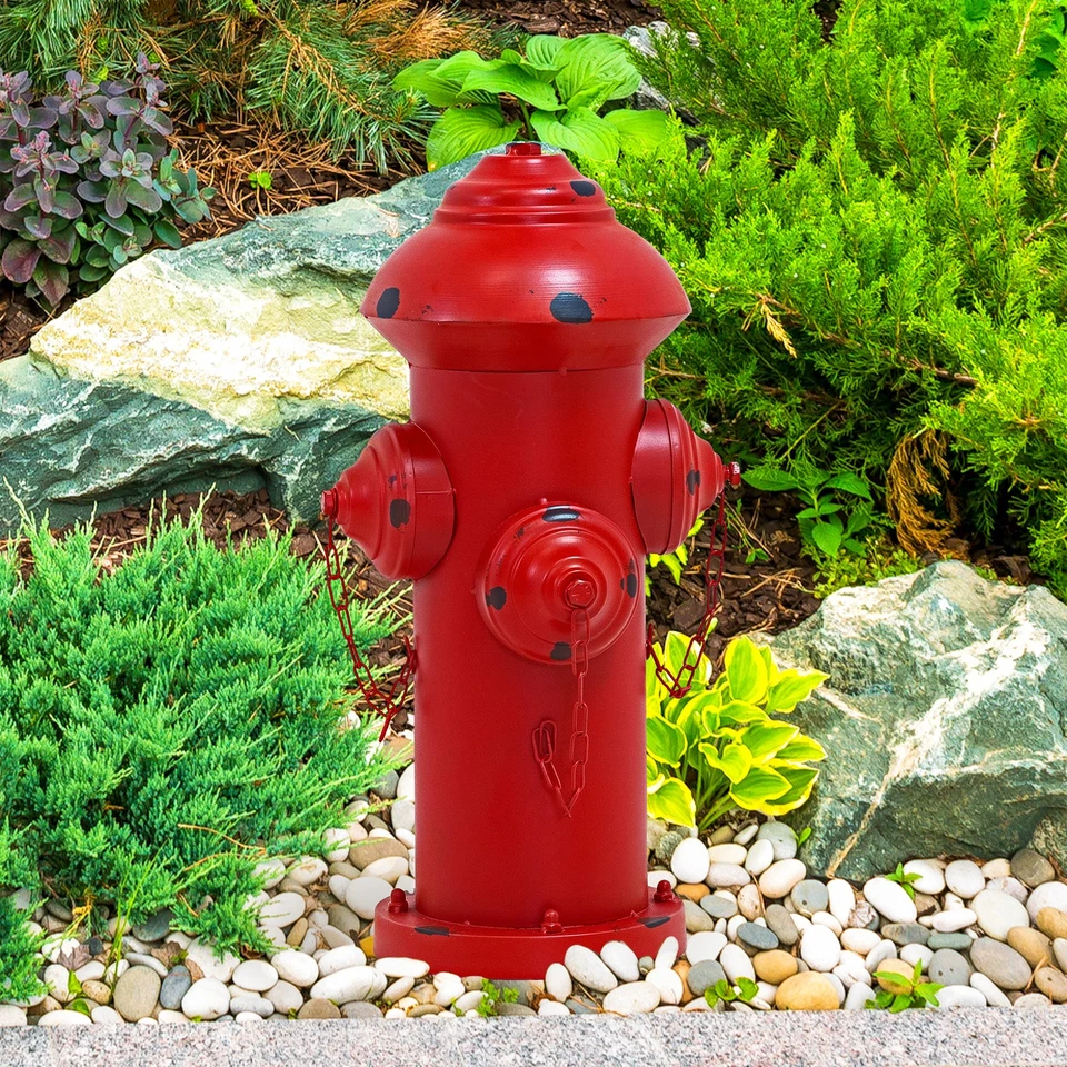 Fire Hydrant Metal Outdoor Statue - 21 in by Sunnydaze - Image 1 of 4