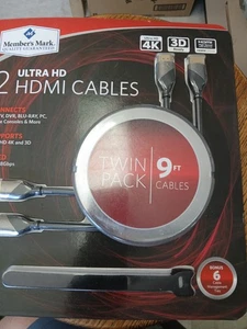 Member's Mark 2pk. 9 pies. Cables HDMI HRD Bonus 6 lazos - Imagen 1 de 2
