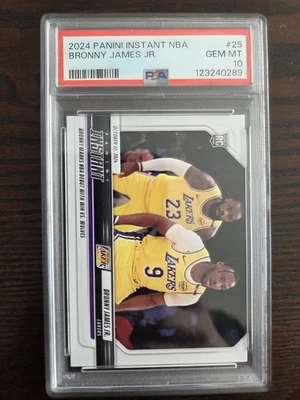 Bronny James Jr 2024-25 Panini Instant No25 дебютант НБА RC PSA 10 Gem как новая - Изображение 1 из 2