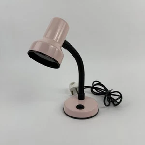 Lámpara de Escritorio Retro Vintage Rosa Pálido Mediados de Siglo BHS Cuello de Ganso Pequeña Hecha en Italia - Imagen 1 de 4