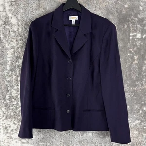 Talbots Plus Size 18 Wool Career Notched Blazer Jacket Purple Long Sleeve Button - Picture 1 of 8