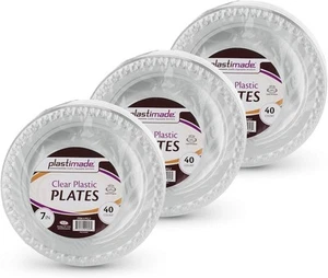[120 Count] 7 Inch Appetizer Plates Clear Disposable 7&quot; Plates,  - Picture 1 of 5
