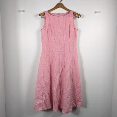 Vestido para mujer Anne Klein talla 10 rosa lino solero calce y acampanado Foto 1 de 4