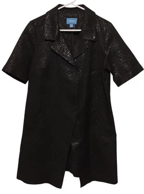 Chaqueta Blazer Simply Vera Wang Negra Metálica Brillante Manga Corta Mujer Mediana Foto 1 de 4