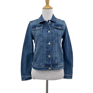 J Crew Jacket Girls 14 Denim Jean Crewcuts Long Sleeve Buttons Pocket Trucker - Picture 1 of 10